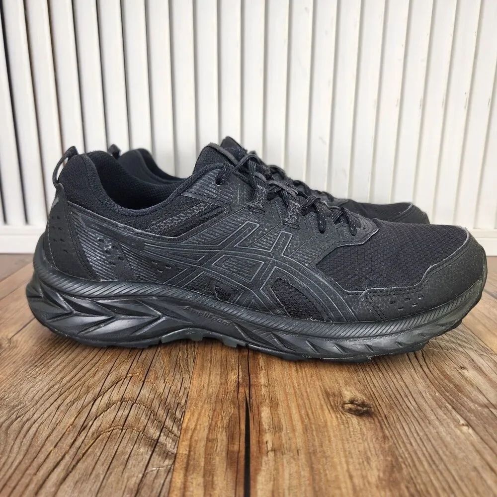 Asics GEL-Venture 9 Trail Running Shoes Mens Sz 9 Triple Black Sneakers 1011B486